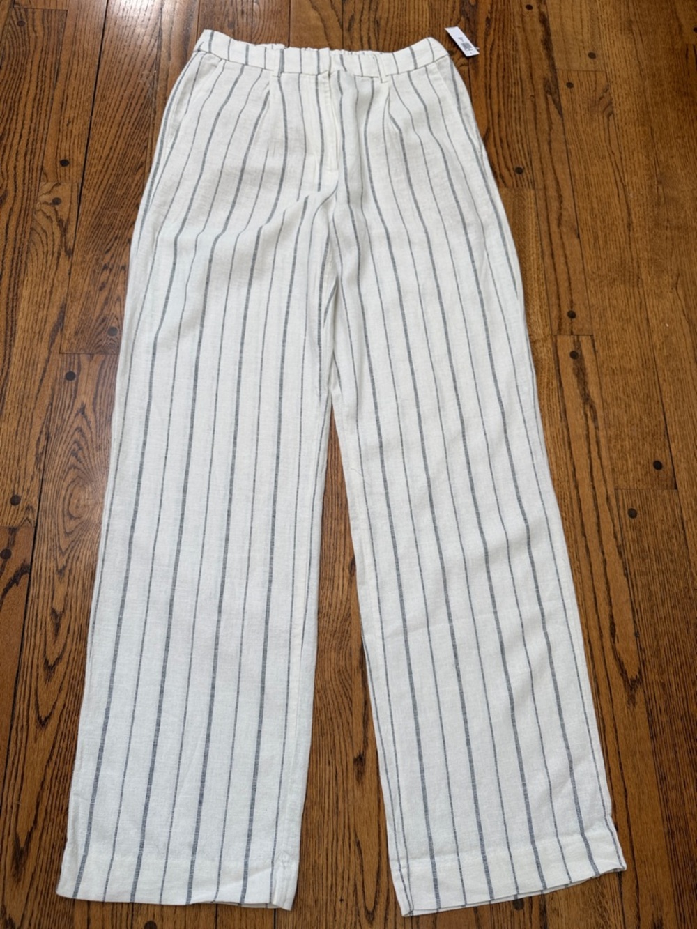 NWT Old Navy M Tall Ext. Hi Rise Striped Taylor Wide Leg Trouser 55% Linen pants